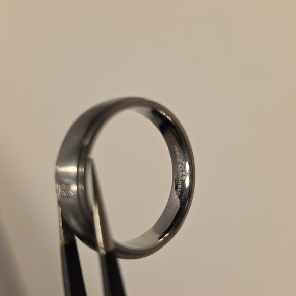 Stainless Steel Diamond Mens Band Ring with Diamond Accent Size 9 - Picture 8 of 10